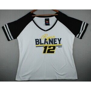 Ryan Blaney #12 V-Neck Ladies T-Shirt 3XL XXXL White New With Tags Nascar